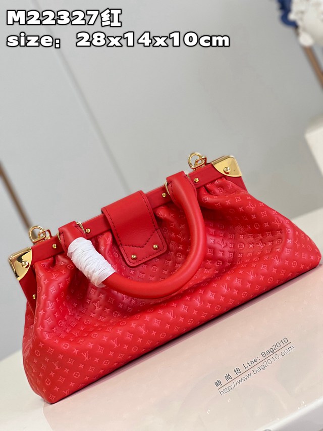 LV專櫃2023新款Nanogram特別系列Monogram Clutch手袋 M22327紅 路易威登鏈條手提女包 dn1151